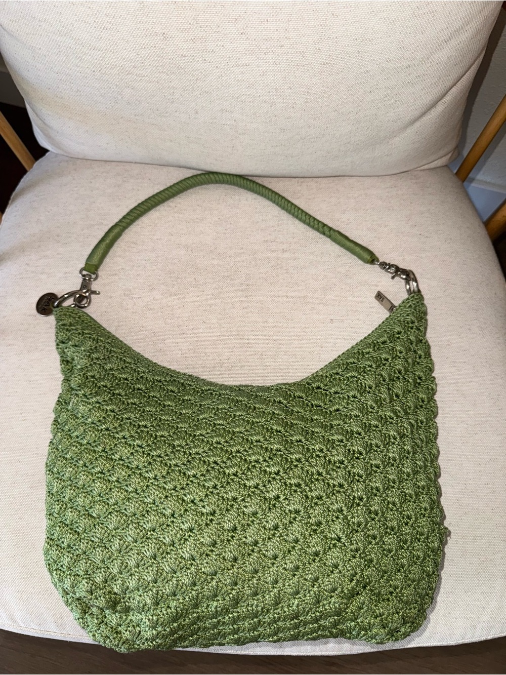 The Sak Granny Crochet Sage Green Slouchy Hobo Woven Bag Women’s Shoulder Purse - Picture 5 of 16